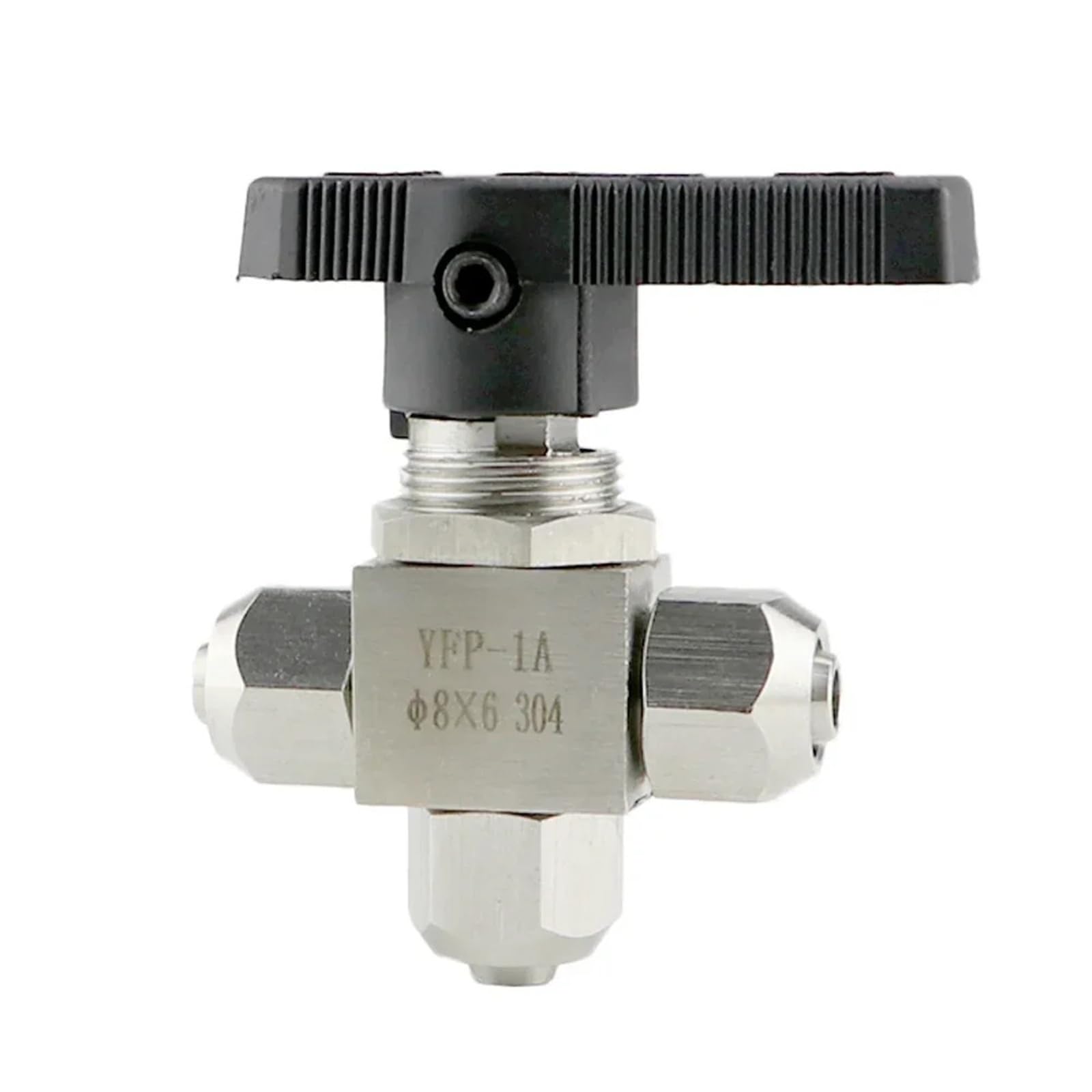 Qucik Twist Fit 6 8 10 12 mm OD PU rura wąż powietrza trójdrożny zawór kulowy L port 304 stal nierdzewna woda gaz olej opałowy (10 x 8 mm)