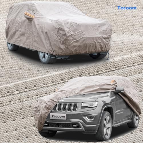 Image of Tecoom Thick Shell Waterproof All Weather SUV Car Cover, Super Breathable Windproof Snow Sun Rain UV Protection, Universal Fit for SUV (206 inch-215 inch)