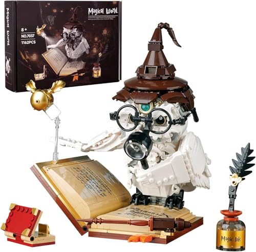Ideas Magic World Owl Building Set, Compatible with Lego Animal MOC Potter Toy with 1162 PCS, Collectible Harry Bird Model with Light Effect, for...
