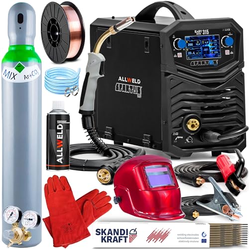 Spartus EasyMIG 315 - Maquina de Soldar Inverter 300A - Sinergia - 4 Rodillos - MIG/MAG, MMA, TIG DC, Flux - Regulación de Inductividad y Modos de Operación en 2 Tiempos y 4 Tiempos - Set ProPlus