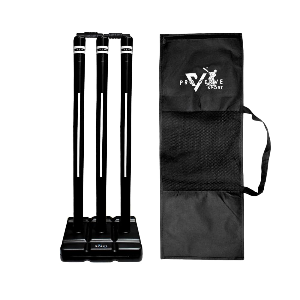 PROVERVE Cricket Stumps Set with Stand for Kids, Plastic Wicket Set Full Size for Cricket Premium Wickets for Cricket Match, Tournament Stump with Stand & Bails with Free Bag (Black, Pack of 1) (B0D98K6RRM) Amazon Price History, Amazon Price Tracker