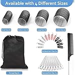 50Piece Hair Rollers set,Self Grip Hair Curlers for Long Medium Short Hair,(6 Jumbo + 6 Large + 6 Medium + 6 Small Hair Rollers + 1 Storage Bag) and 24Pcs Hair Clips /4-sizes 60 45 36 25mm - Image 2