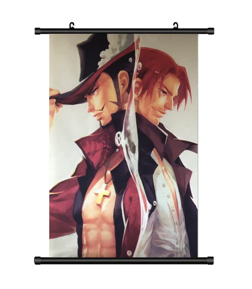 KARMA-X Large 60 x 90 cm 0ne Piece Kakemono Roll Picture Anime Manga Fabric Poster Wall Scroll Wall Decoration Gift Shanks & Mihawk