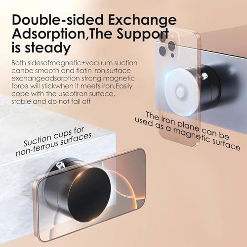 Image of Magnetic Car Phone Holder | Vacuum Suction Dashboard, Mirror & Gym Mount | Foldable Adjustable Mobile Stand | Hands-Free Phone Holder for iPhone & Smartphones