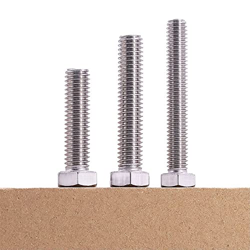 Image of M5-0.8 x 50mm (40 pcs) Hex Head Bolts, 304 Stainless Steel 18 /8, Strong Durable Hexagon Head Bolts, Full Thread Coverage, Coarse Thread, DIN933