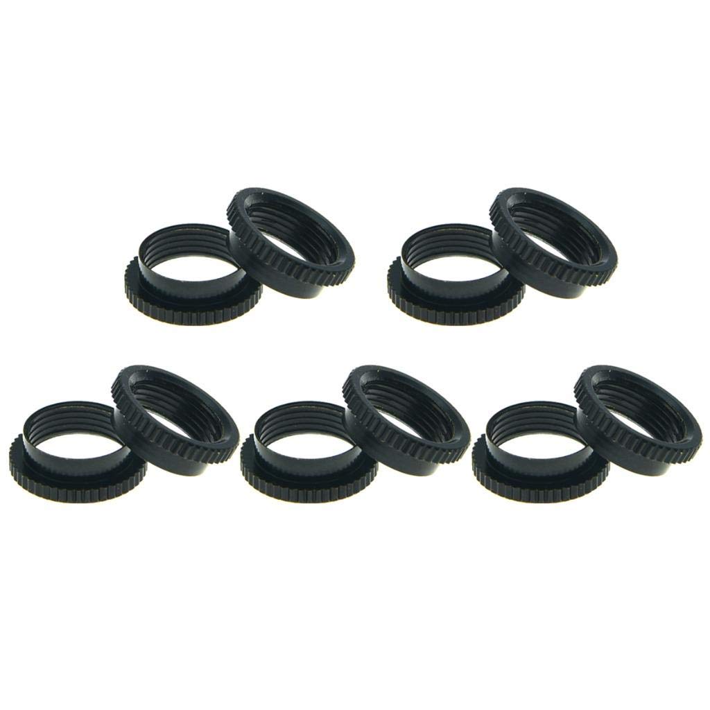 Dopro 10x USA Thread Fine Knurled 15/32" Deep Nut Guitar Toggle Switch Nut Fits Les Paul with Switchcraft Switches Black