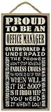 SJT ENTERPRISES, INC. Proud to be an Office Manager 5' x 10' Wood Sign Plaque (SJT94204)