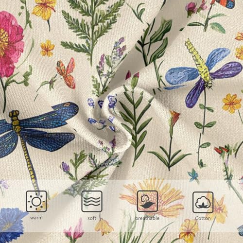 Wusikd Wildflowers Dragonflies Girls' Underwear Cotton Butterflies Girls Briefs Soft Toddler Underwear 2T3