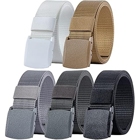 Ginwee 5 Pack Nylon Military Tactical Plastic Buckle Belt Webbing Canvas Outdoor Web Belt Cover
