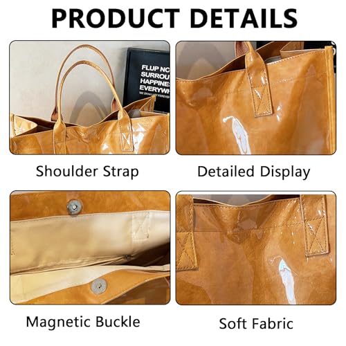 Bolso Tote de PVC para mujer grande con asa superior miniatura 4