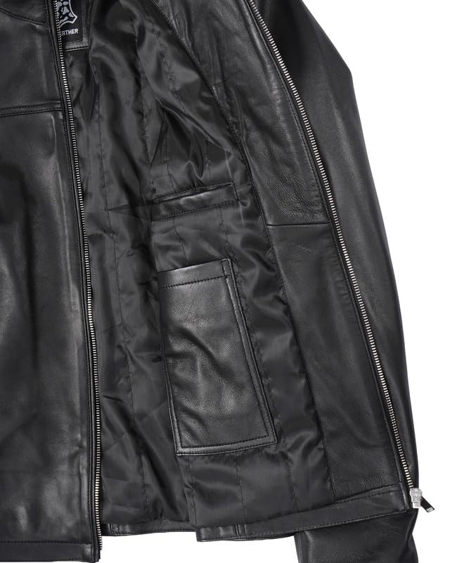 Image of Blingsoul Stylish Black & Brown Cafe Racer Leather Jacket For Men - Real Lambskin Leather Motorcycle Jacket Mens