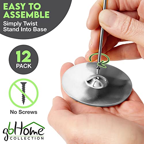 12 Pieces Wedding Table Number Holder, 12 Inches Tall Metal Photo Holders For Centerpieces, Premium Elegant Table Sign Holders For Weddings, Birthdays, Menu Memo Clips - Chrome Silver Color #TOP5