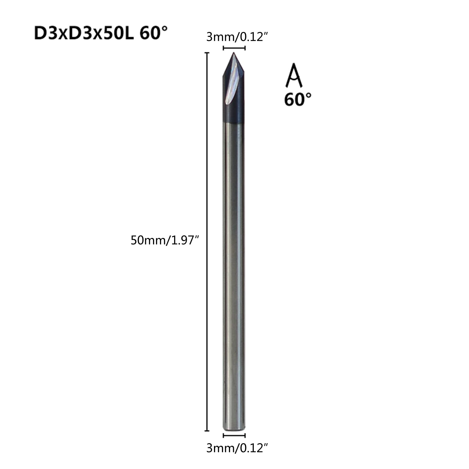 Fresa de chaflán de 3 flautas de 2 a 12 mm, 60 grados, fresadora de extremo biselado, fresado de grabado