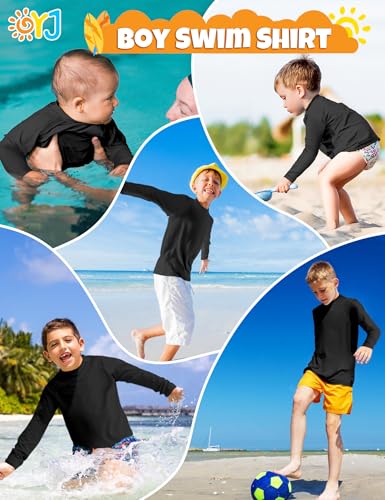 Image of Boys Rash Guard Swim Shirt Long Sleeve Rashguard UPF+ 50 SPF Sun Water Surfing Shirts for Toddler Kids Youth Teen 2T-16Y