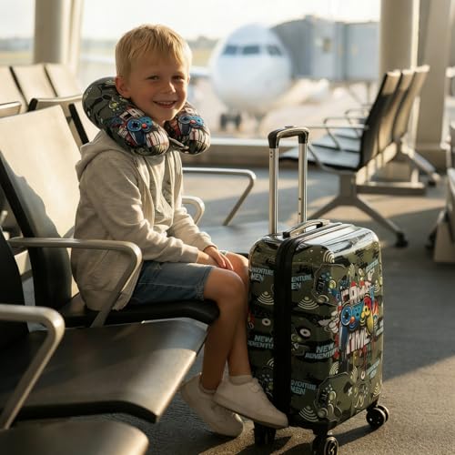 Rosamo Kid&rsquo;s Luggage Set 6 Piece Suitcase Set 16" Hardside Luggage with Spinner Wheels Girls Boys Carry on Luggage Travel Rolling Luggage Airline Approved (Joystick)