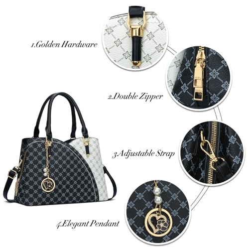 Image of KKXIU Triple Compartments Purses and Handbags for Women Fashion Ladies Satchel Shoulder Top Handle Bag
