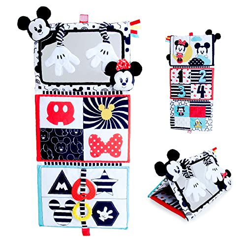 Image of KIDS PREFERRED Disney Baby Mickey & Minnie Mouse Black and White High Contrast Grow with Me Mirror for Tummy Time and On The Go Fun, Multicolored