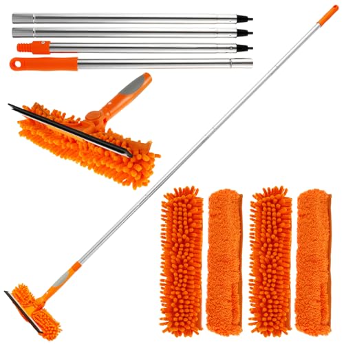 YLMFTNU Window Cleaning Squeegee Kit with Cleaning Cloth Cover, Long Handle Hanging Window Squeegee Cleaning Tool, Window Washer Squeegee for Window Car Shower Glass Door Mirror Indoor & Outdoor