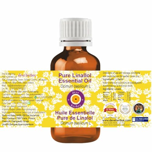 dève herbes Pure Linallol Essential Oil (Ocimum basilicum L) Natural Therapeutic Grade Steam Distilled 100ml (3.38 oz)