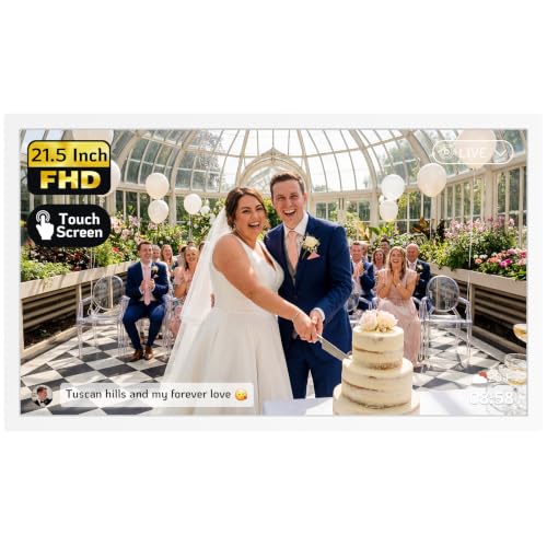 Image of NexFoto Touchscreen Digital Picture Frame Large 21.5 Inch, WiFi Digital Photo Frame 64GB, Add Pics from Google Photos, Upload via App /USB /Micro SD, Gifts for Wedding /Mom /Grandparents, White