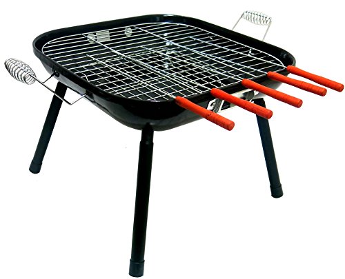 Fabrilla Square Barbeque with 5 Skewers BBQ Charcoal Grill