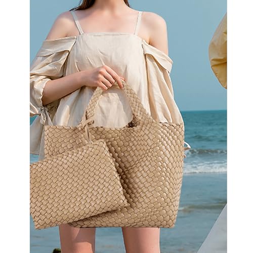 Image of JINMANXUE Fashion Woven Bag Shopper Bag Travel Handbags and Purses Women Tote Bag Large Capacity Shoulder Bags