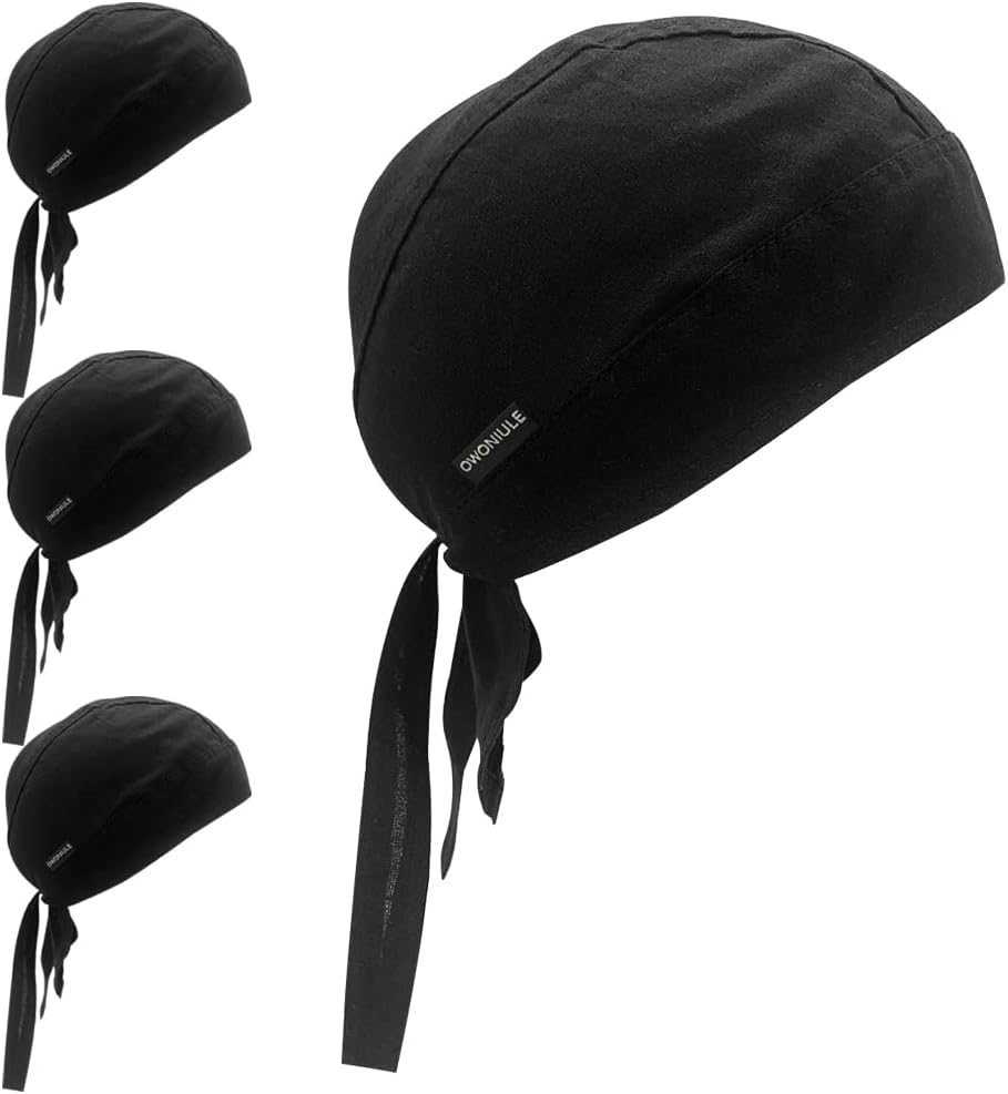 Cotton Doo Rag Skull Cap Sweat Wicking Head Wraps Breathable Helmet Liner Beanie Dew Rags for Men
