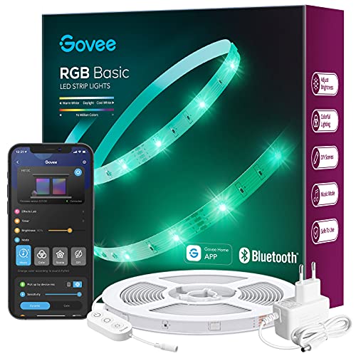Tiras Led 15 Metros Govee Tiras LED 15M, Luces LED Bluetooth Control de App con 64 Modos de Escena y Sincronización de Música, Tira LED RGB...