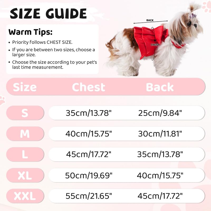 Norbi Cute Small Dog Dresses Female Puppy Outfits with Bowknot Spring Summer Princess Dress Birthday Designer Dog Clothes Red S