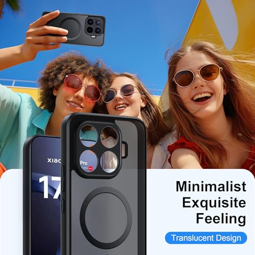 FDHYFGDY Hülle für Xiaomi 17T Pro Magnetische Schutzhülle, Ultradünne Kratzfeste PC-Hartschale+Seitliches Rutschfestes Weiches Silikon,rutschfest und Stoßfest, Durchscheinende Matte Case