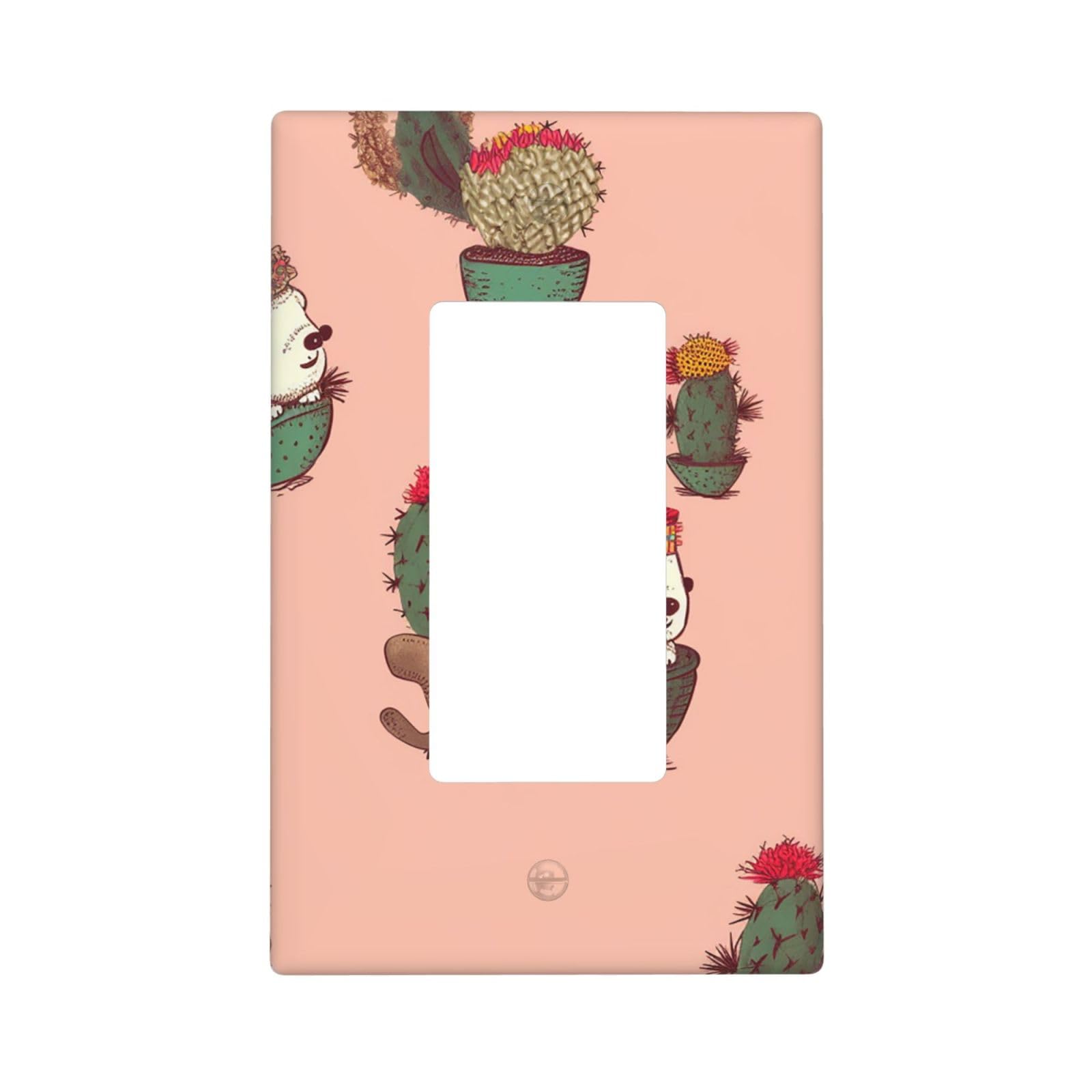 Nonhai Style M Hedgehog And Cactus Wall Plate Cover 1 Gang Light Switch Cover Decorative Single Duplex Wall Plates Mid-Size Decorator Blank Electrical Switch Plate Cover For Electrical Outlets