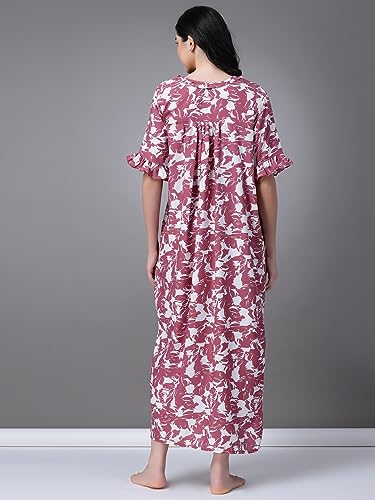 Image of OOMPH! Cotton Blend Nighty for Women's | Night Gown | Nighty | Nightdress | Maxi Dress | Sleepwear | Gown for Women | Nighties | Sleepwear