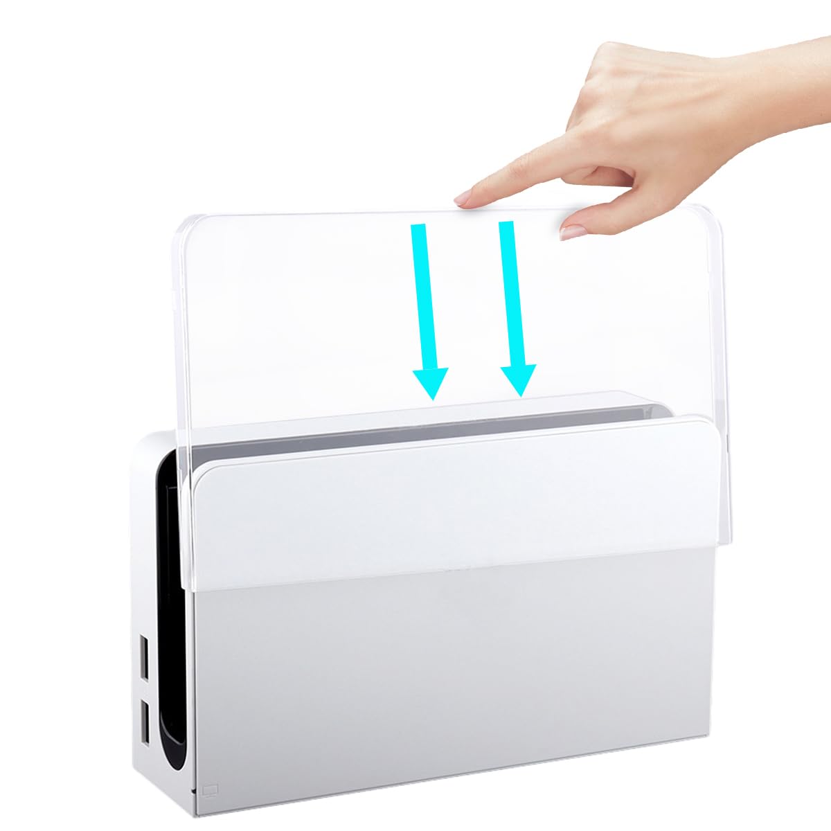 Cover frontale personalizzata per Nintendo Switch OLED Charging Dock, interruttore antigraffio OLED Dock Cover trasparente rigida di ricambio per interruttore OLED dock di ricarica, trasparente