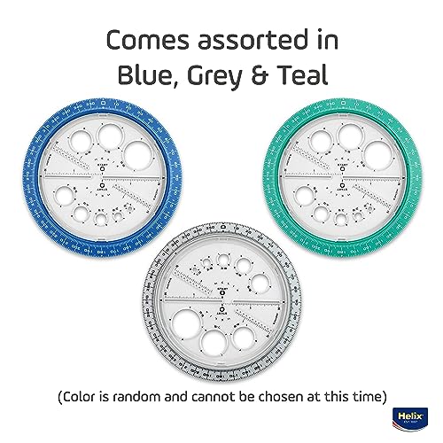 helix angle and circle maker with integrated circle templates 360 degree 6 inch  15cm assorted colors 36002