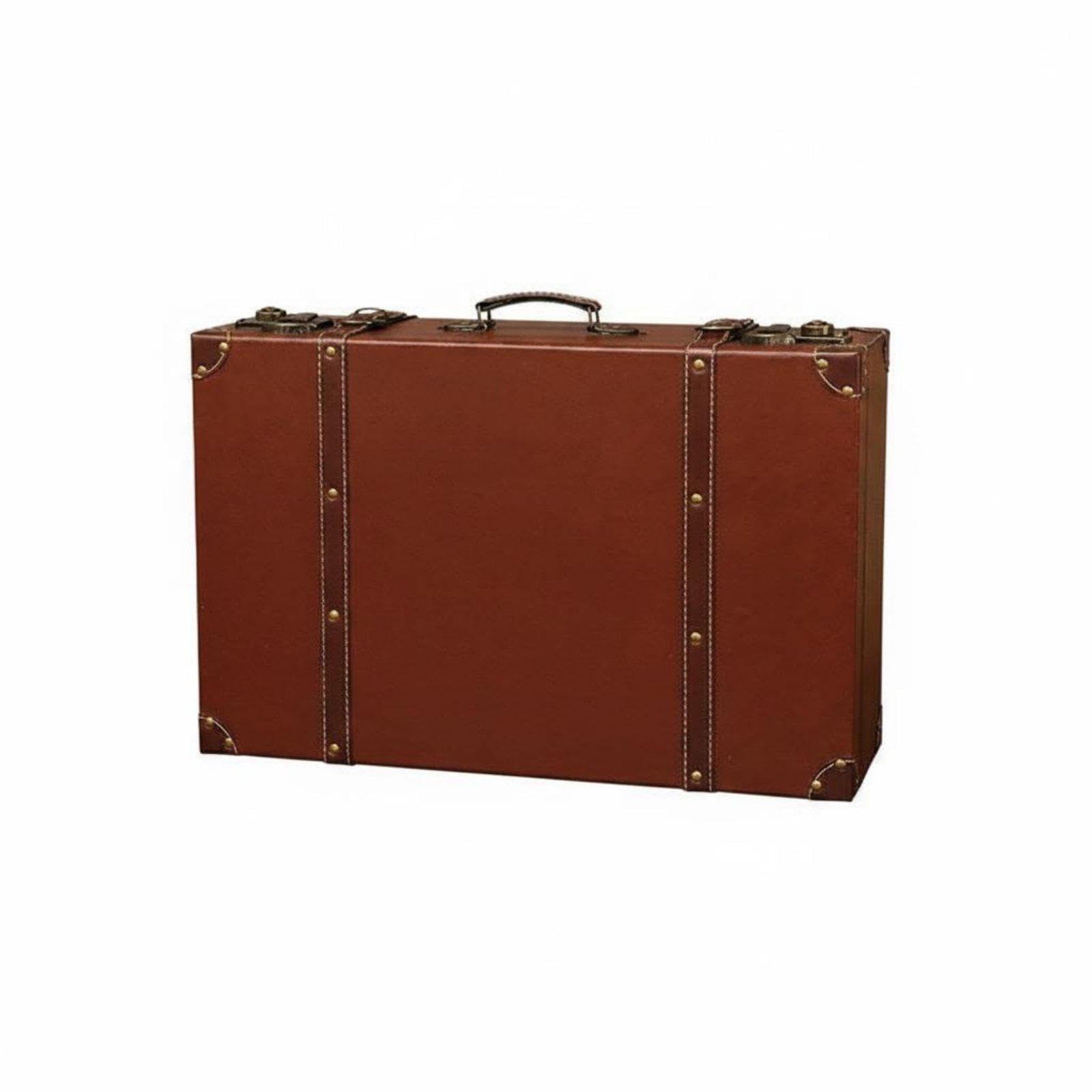 merishopp 3 Pieces Vintage Suitcase Set Photo Prop Retro Leather Trunk Set Multipurpose Vintage Suitcase Box for Shop Window, Bedroom XL|Travel|Vintage Luggage & Travel Accs-picture-1
