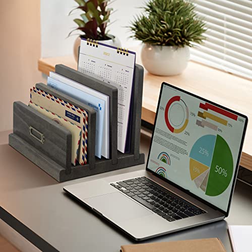 Zacurter Mail Organizer Letter Sorter Rustic Wooden Countertop Mail Holder Wood File Paper Office Desk Accessories Rustic Home Decor #TOP2