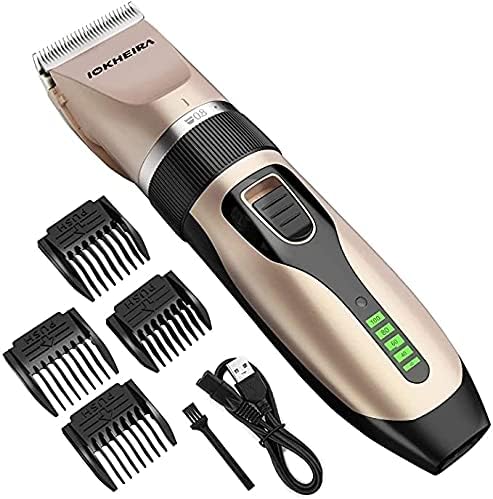 IOKHERIA Dog Grooming Clippers, Professional USB Rechargeable Cordless Dog Clippers Kit, Duty 3.7V Power Low Noise Dog Hair Clippers…