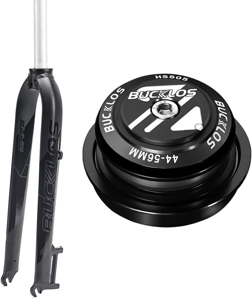BUCKLOS 29” Mountain Bike Aluminum Alloy Rigid Forks & 44-56mm Black Headset