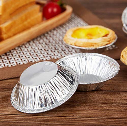 Natuworld GONG46315 250 Pcs Disposable Egg Tart Molds Silver Aluminum Tin Foil Mini Pie Tins Pans Cake Tart Holder Cupcake Cookie Circular Egg Tart Mold Cups thumb #1