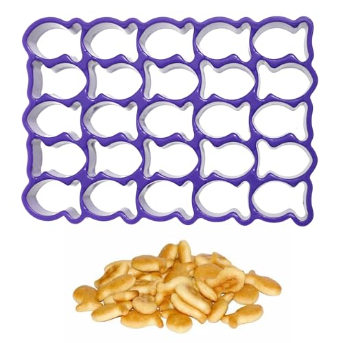 Fish Cookie Cutter, 25 Cavity Mini Plastic Gold Fish Cookie Cutters Mold Plastic Tiny Treats Baking Mold Non-Stick Dough for Baking