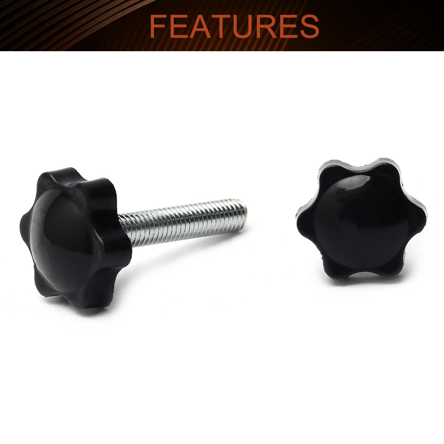 ZLYY Black 8mm(M8) x 30mm Thread Replacement Star Hand Screw-in Knobs Hex Quick Clamping Bolt Knob Pack of 5 (Contains Nut, Flat Washer