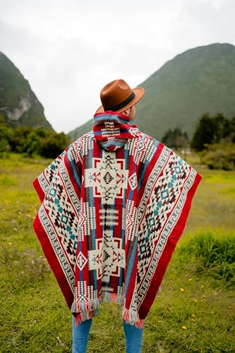 Men Poncho - Alpaca Wool poncho – Warm Ecuadorian Cloak, Thick Western Gaban, Cowboy Serape Shawl, – Clint Eastwood Style4