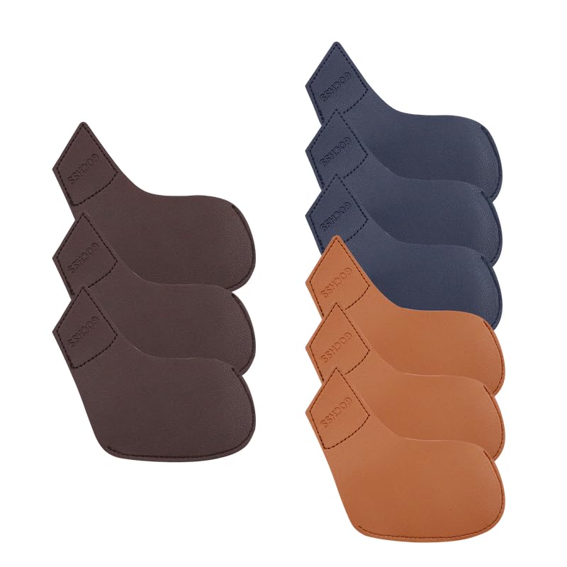 Image of I Golf Iron Headcovers 10pcs PU Fit Both Right-Handed Clubs Golf Club Protector for Titleist Callaway Ping Taylormade Fit More Brands Golf Iron. (Yellow+Dark Blue+Brown)