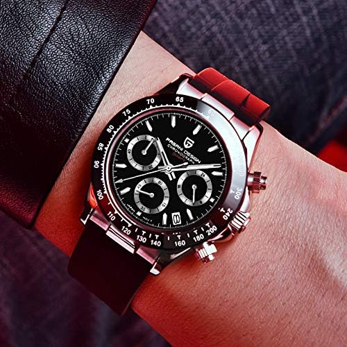 Pagani Design watch in its black presentation box with a blue cleaning cloth.