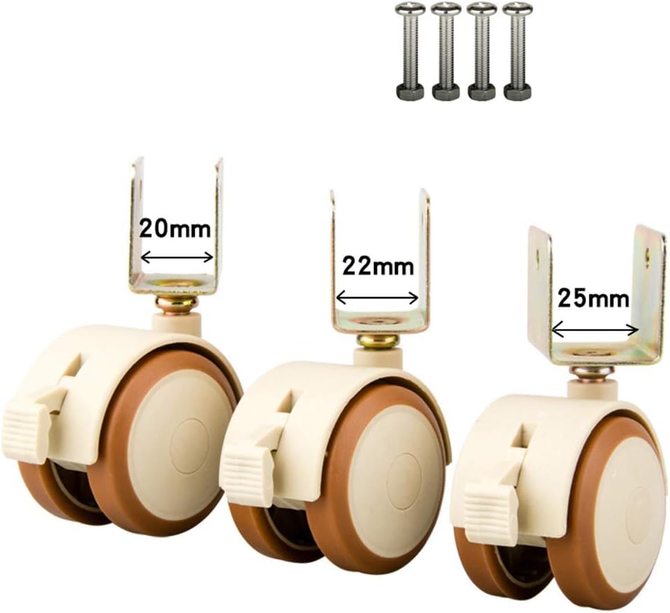 Set mit 4 robusten Gummirollen für Kinderbetten, 5 cm (2 Zoll) drehbare Möbelrollen, Kinderbettrollen für einfache Mobilität und sichere Verwendung