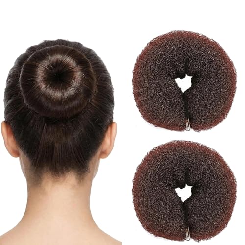 2 Pcs Magic Bun Maker Hair Styling Styler Hair Donut Ring Styler Hair Bun Maker Twist Ring Former Shaper Sponge Doughnut Donut Bun Shaper Hair Curler(khaki)