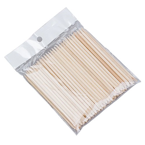 100 Pcs Orange Wood Cuticle Pusher Nail Sticks, Double Heads Cuticle Pusher, Multi Functional Nail Remover Cleaning Tool For Manicure Pedicure #TOP6