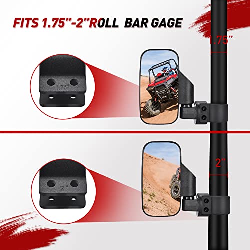 Image of Frokom UTV Side Mirrors,Universal Powersports Rear View Mirrors for 1.6 inch - 2 inch Roll Cage Polaris Ranger RZR Pioneer Can Am Commander Kawasaki Mule Teryx Rhino Yamaha Wildcat Cfmoto Kubota RTV