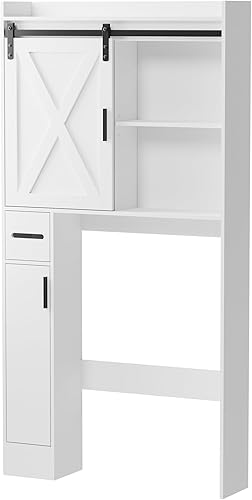 Miniatura 8 de MU Armario de almacenamiento sobre el inodoro con puertas, organizador de almacenamiento de baño de 32 pulgadas con estantes laterales, estante de