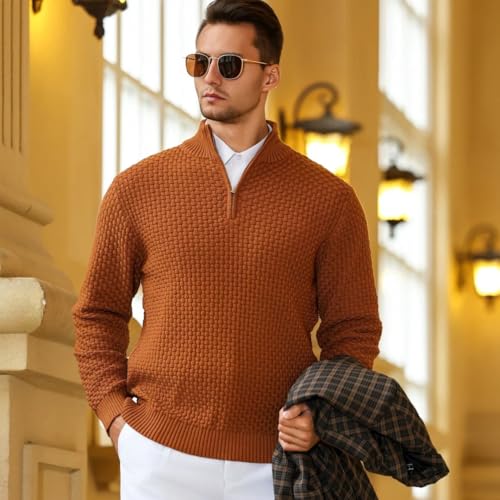 WANIMA サイズ1 DISCOVER PULLOVER COOFANDY Mens Quarter Zip Pullover Sweater Slim Fit Waffle Mock